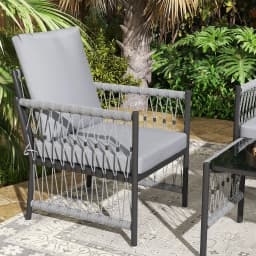 Outsunny 4 Piece Rattan Garden Furniture Set, 4 Seater Wicker Patio Conversation Set with 2 Armchairs, Loveseat, Glass