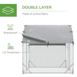 Walk In Chicken Run Galvanised Chicken Coop Hen Poultry House Cage Pet Playpen Garden with Water-Resist Cover, 2.8 X 1.9 X 2m