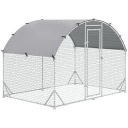 Walk In Chicken Run Galvanised Chicken Coop Hen Poultry House Cage Pet Playpen Garden with Water-Resist Cover, 2.8 X 1.9 X 2m