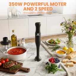 SUPERLEX 350W 4-in-1 Immersion Hand Stick Blender Set, 2 Speed & Turbo Control, Stainless Steel Blade, Includes Whisk, Chopper & Measuring Cup for Soup, Smoothies, Baby Food & Minced Meat