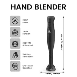 SUPERLEX 350W 4-in-1 Immersion Hand Stick Blender Set, 2 Speed & Turbo Control, Stainless Steel Blade, Includes Whisk, Chopper & Measuring Cup for Soup, Smoothies, Baby Food & Minced Meat