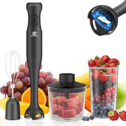 SUPERLEX 350W 4-in-1 Immersion Hand Stick Blender Set, 2 Speed & Turbo Control, Stainless Steel Blade, Includes Whisk, Chopper & Measuring Cup for Soup, Smoothies, Baby Food & Minced Meat