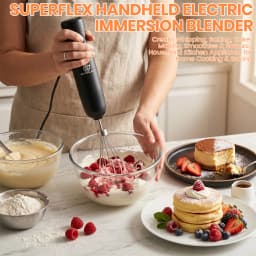 SUPERLEX 350W 4-in-1 Immersion Hand Stick Blender Set, 2 Speed & Turbo Control, Stainless Steel Blade, Includes Whisk, Chopper & Measuring Cup for Soup, Smoothies, Baby Food & Minced Meat