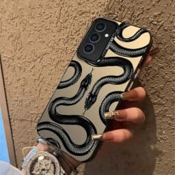 For Samsung Galaxy S25 Ultra Case Samsung S24 S24Ultra S22 S23 FE S 25 Case IMD Black Long Snake Animal Pattern Hard Phone Cover