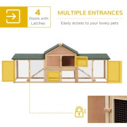 PINGGO Large Rabbit Hutch Outdoor Wooden Guinea Pig Hutch with Run, 2 Storey Bunny House 210 X 45.5 X 84.5 cm