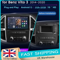 10in2+32G Car Stereo Radio for Mercedes-Benz Vito 3 W447 2014-2020 Android15 with CarPlay Android Auto GPS FM/RDS Bluetooth Wifi