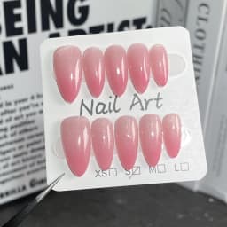 10pcs Red Full Cover Nail Tips Mid-length Almond Handmade False Nails Art Wearable Solid Color Cat's Eye Press on Fake Nails Set