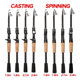 Telescopic Lure Rod 1.5M 1.8M 2.1M 2.4M Carbon Spinning Rod Baitcasting Fishing Pole 8g-25g Wooden Handle Casting Fishing Tackle