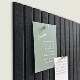 6Pcs Large Black Felt Cork Board Tiles, Slat Wall Panel Bulletin Board for Office Wall Decor
