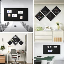 6Pcs Large Black Felt Cork Board Tiles, Slat Wall Panel Bulletin Board for Office Wall Decor