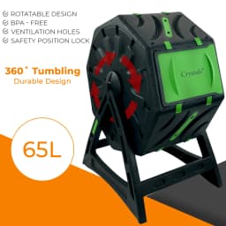 65L Garden Compost Bin, Barrel Rotating Composter with Plastic Legs and Air Hole