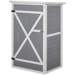 PINGGO Wooden Small Shed, Garden Storage Shed with Shelves and Bolt Latch, 75L X 56W X115H cm, Grey