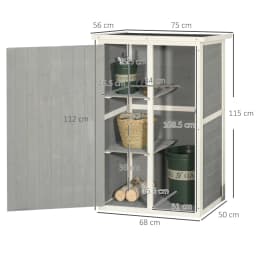 PINGGO Wooden Small Shed, Garden Storage Shed with Shelves and Bolt Latch, 75L X 56W X115H cm, Grey
