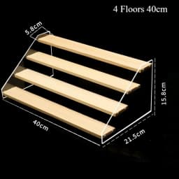 3-6 Layer Transparent Display Rack & Wooden Ladder Storage Shelf, Dustproof Organizer Stand for Cupcakes, Model Toys