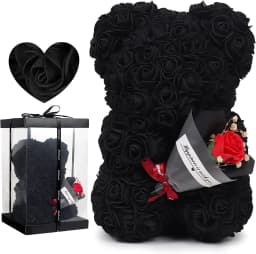 25cm Rose Bear with Artificial Foam Flower Bouquet, Romantic Creative Gift for Valentine's Day & Anniversary