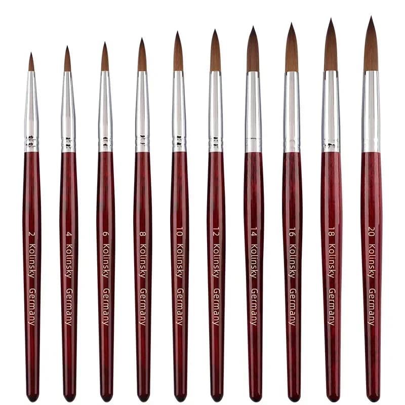 2pcs,Acrylic Nail Art Brush with Wood Handle, Gel Builder Manicure Brush, Professional Nail Drawing Tools