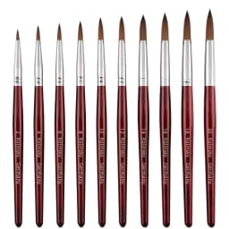 2pcs,Acrylic Nail Art Brush with Wood Handle, Gel Builder Manicure Brush, Professional Nail Drawing Tools