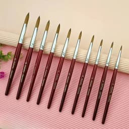 2pcs,Acrylic Nail Art Brush with Wood Handle, Gel Builder Manicure Brush, Professional Nail Drawing Tools