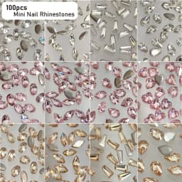 100pcs White/Pink/champagne Gold Mini Rhinestones Zircon Flash Inverted Flat Bottom Luxury Nail Accessories Water Drop/Heart Gem
