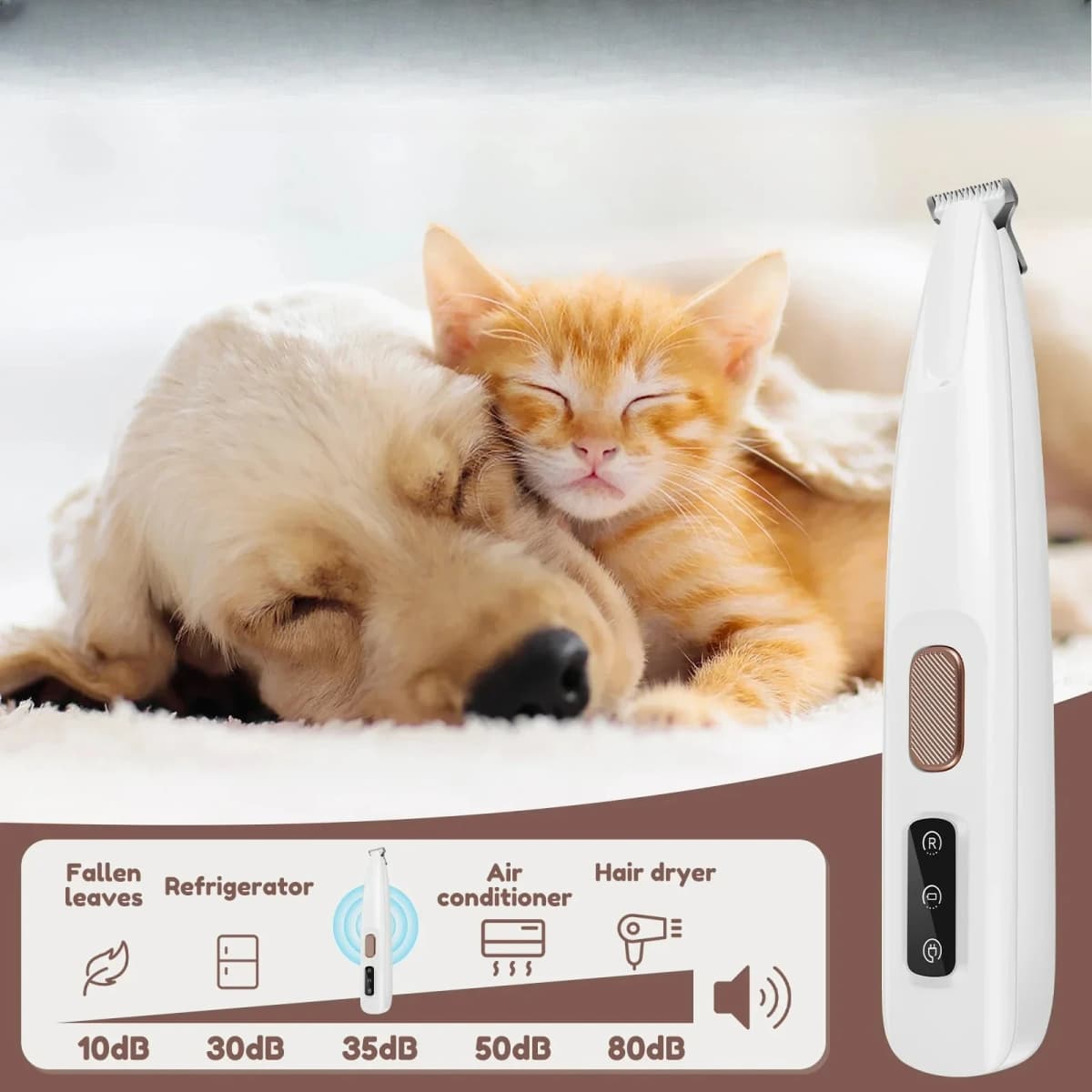 Waterproof Pet Paw Trimmer with LED Light & Display, 18mm Wide Blade Dog Grooming Clipper