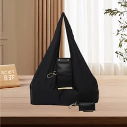 PU Leather Foldable Tote Bag with Key Ring Portable Wallet Purse Large Capacity Collapsible Travel Storage Bag for Daily Errands