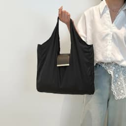 PU Leather Foldable Tote Bag with Key Ring Portable Wallet Purse Large Capacity Collapsible Travel Storage Bag for Daily Errands