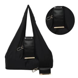PU Leather Foldable Tote Bag with Key Ring Portable Wallet Purse Large Capacity Collapsible Travel Storage Bag for Daily Errands