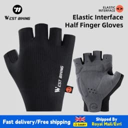 WEST BIKING AERO Cycling Gloves Italy Elastic Interface® Ultra Palm 200kg/m³ Shockproof Bicycle Accessorie Fingerless Gloves MTB