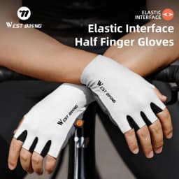 WEST BIKING AERO Cycling Gloves Italy Elastic Interface® Ultra Palm 200kg/m³ Shockproof Bicycle Accessorie Fingerless Gloves MTB