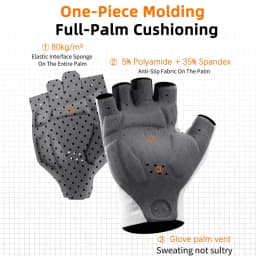 WEST BIKING AERO Cycling Gloves Italy Elastic Interface® Ultra Palm 200kg/m³ Shockproof Bicycle Accessorie Fingerless Gloves MTB