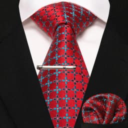 New Fashion Black Plaid Men's Tie 8cm Silk Business Necktie Handkerchief Tie clips set Wedding Party Tie Gift For Men