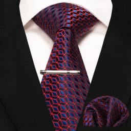 New Fashion Black Plaid Men's Tie 8cm Silk Business Necktie Handkerchief Tie clips set Wedding Party Tie Gift For Men