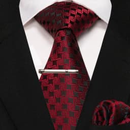 New Fashion Black Plaid Men's Tie 8cm Silk Business Necktie Handkerchief Tie clips set Wedding Party Tie Gift For Men