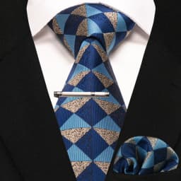 New Fashion Black Plaid Men's Tie 8cm Silk Business Necktie Handkerchief Tie clips set Wedding Party Tie Gift For Men