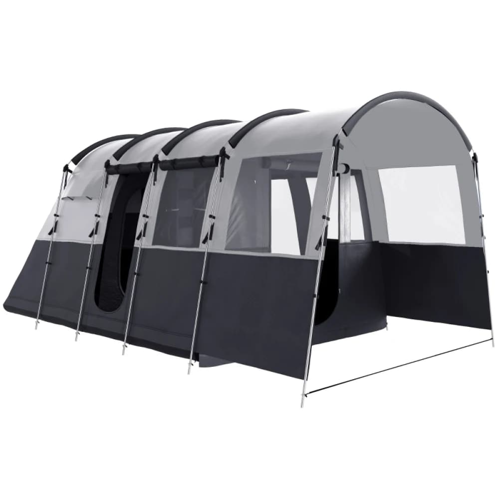 PINGGO 8-Person Camping Tent, Waterproof Family Tent, Tunnel Design, 4 Large Windows, Sleeping Cabins 3000mm Water Column Grey