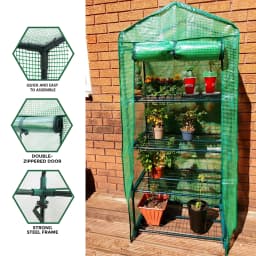 4 Tier Mini Greenhouse Outdoor Garden Plants Grow Green House PVC or PE Cover In 2 Sizes