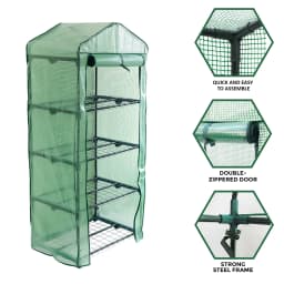 4 Tier Mini Greenhouse Outdoor Garden Plants Grow Green House PVC or PE Cover In 2 Sizes