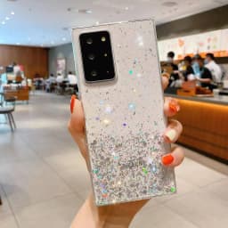 For Samsung Galaxy S25 S24 S23 S22 S21 Ultra Case Glitter Star Sequin Clear Thin Case For Samsung S20 FE Note 20 Plus Cover