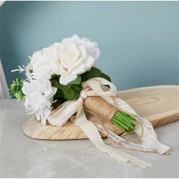 Holding Flowers Artificial Natural Rose Wedding Bouquet With Silk Satin Ribbon Pink White Champagne Bridesmaid Bridal Party