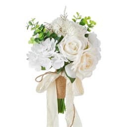 Holding Flowers Artificial Natural Rose Wedding Bouquet With Silk Satin Ribbon Pink White Champagne Bridesmaid Bridal Party