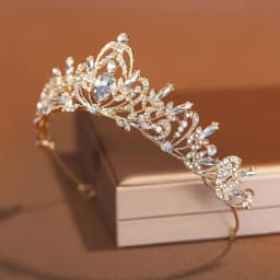 Bridal Headwear Gold-Colour Women's Full Of Classical Temperament Wedding Crown Girl Birthday Dazzling Tiaras
