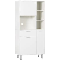 HOMCOM Kitchen Cupboard, Modern Kitchen Storage Cabinet with Shelves and Drawer, Free Standing Kitchen Sideboard, 166 cm, White