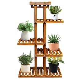 5-tier Wood Plant Flower Stand Shelf Planter Pots Shelves Rack Holder Display for Multiple Plants Indoor Outdoor Garden Patio