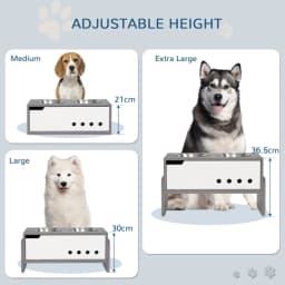 PINGGO 3 Height Adjustable Raised Dog Bowls, Dog Feeding Storage Station W/ Slow Feeder Mat, 2 Stainless Steel Bowls