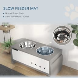 PINGGO 3 Height Adjustable Raised Dog Bowls, Dog Feeding Storage Station W/ Slow Feeder Mat, 2 Stainless Steel Bowls