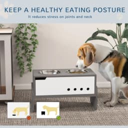 PINGGO 3 Height Adjustable Raised Dog Bowls, Dog Feeding Storage Station W/ Slow Feeder Mat, 2 Stainless Steel Bowls