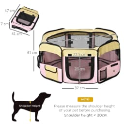 PINGGO Fabric Pet Whelping Box Dog Cat Puppy Playpen Rabbit Guinea Pig Play Pen in Pink With Carry Bag Small Dia 90 X 41Hcm