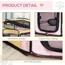 PINGGO Fabric Pet Whelping Box Dog Cat Puppy Playpen Rabbit Guinea Pig Play Pen in Pink With Carry Bag Small Dia 90 X 41Hcm