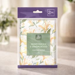 Pan Aroma Honeysuckle & Sandalwood Scented Sachets 2 Pack Wardrobe & Drawer Freshener