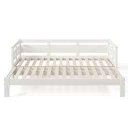 Daybed Cabin Bed Wooden 3FT Single Sofa Guest Bed Sofa Bed, Pull out Trundle Wooden Bed Heart-Shaped -90 X190 cm -White